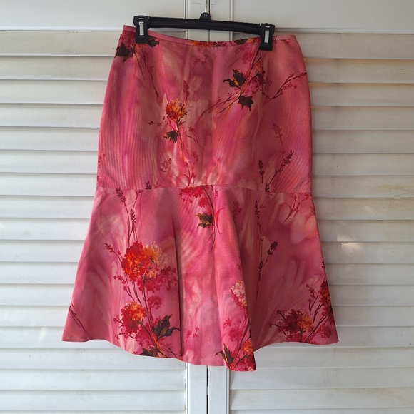 Lafayette 148 New York Magenta Mermaid Floral Skirt - Picture 3 of 7